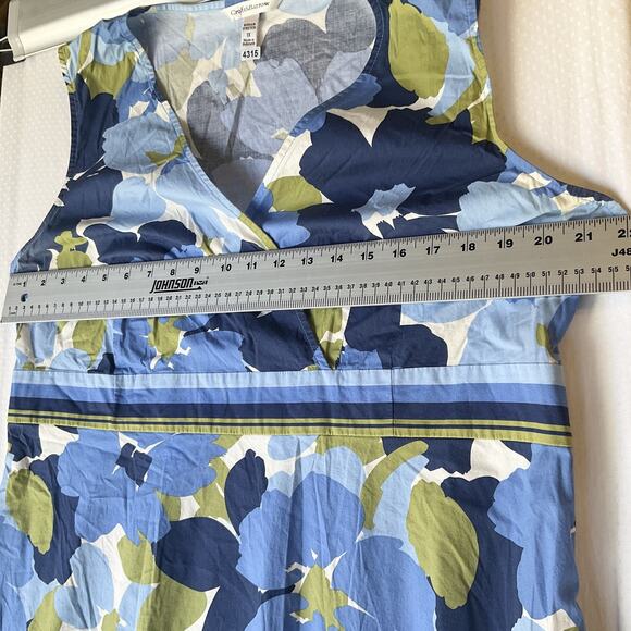 Croft & Barrow Women Midi Dress 1X Blue Floral Fit Flare Sleeveless V-neck - Picture 5 of 11